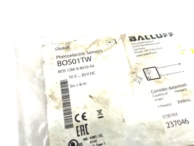 BOS01TW, BOS 12M-X-RS10-S4 | Balluff BOS01TW Cylindrical Through-Beam Photoelectric Sensor BOS 12M-X-RS10-S4 - New Other