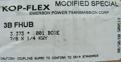 NEW KOP-FLEX 3B-FHUB 3.373 BORE 7/8 x 1/4" KEYWAY 3BFHUB