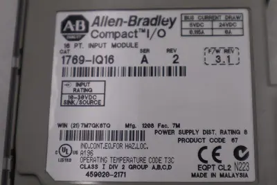 ALLEN-BRADLEY 1769-IQ16 SERIES A 16 PT. INPUT MODULE STOCK #K-1560C
