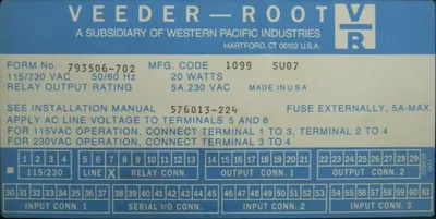 USED VEEDER ROOT 793506-702 PRODUCTION DATA CONTROL 793506702