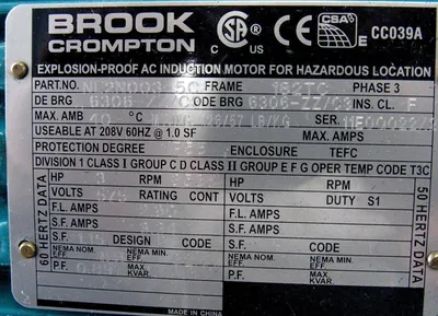 NEW BROOK CROMPTON NE2N003-5C AC INDUCTION MOTOR 182TC 3HP NE2N0035C 3535 RPM