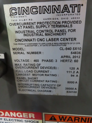 Used CINCINNATI INCORPORATED CL-940 Laser Cutters Minnesota US | Machinesused.com #1470323