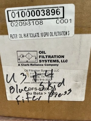 NEW Clark Reliance / Oil Filtration Systems OFS-820X-3B