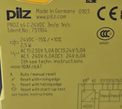 Pilz 750104 PNOZ s4 Safety Relay 24VDC 3 (BIN423)