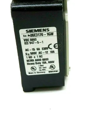 NEW SIEMENS 3SE3170-1GW LIMIT SWITCH 3SE31701GW