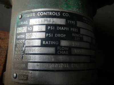Fisher 1" 300 Class 316 Stainless Steel Control Valve