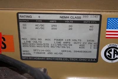 USED HOBART TIGWAVE 250 AC/DC