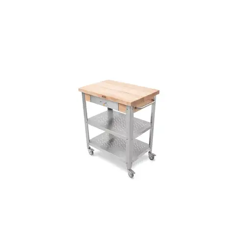 John Boos CUCE30 Cucina Elegante Cart w/ Undershelves, Drawer & NO Drop Leaves
