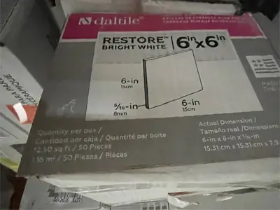 Daltile Restore Bright White 6x6 Tile - 50 Pieces/Box (12.5 sq ft)