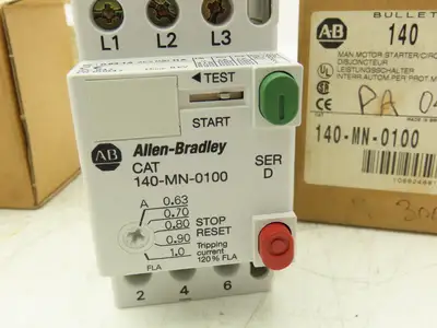 Allen Bradley 140-MN-0100 Manual Motor Starter 1.5Hp 600v 3Ph 0.63-1A Ser D