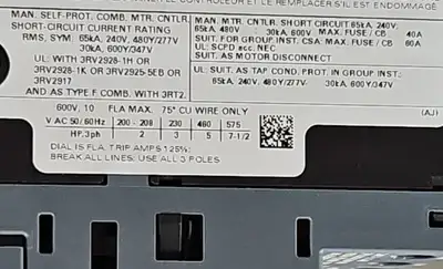 Siemens 32RV2021-1JA10 SIRIUS Circuit Breaker 4D-21
