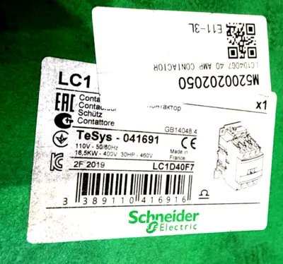 NEW SCHNEIDER ELECTRIC LC1D40G7 CONTACTOR 40AMP LC1D40