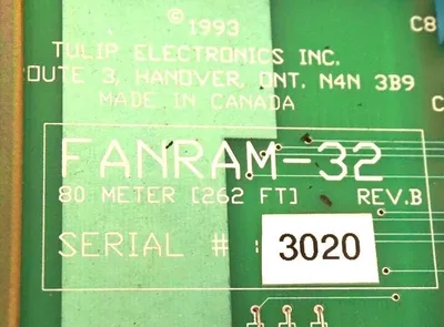 USED TULIP ELECTRONICS FANRAM-32 MEMORY BOARD 80 METER REV. B FANRAM32