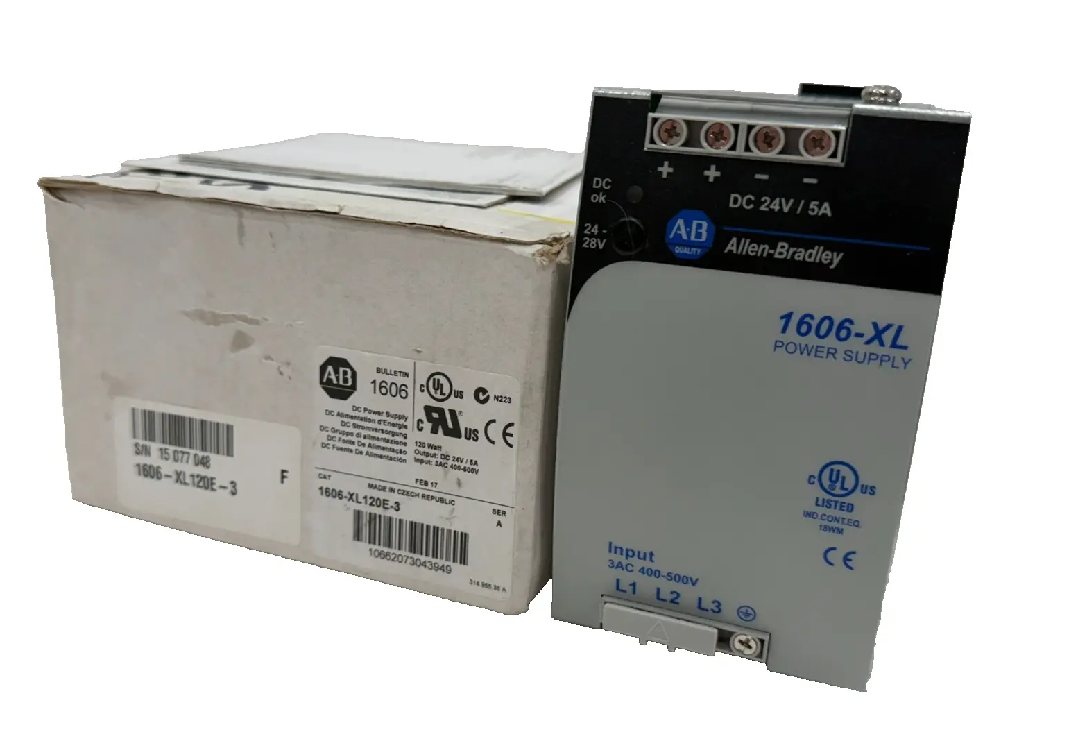 ALLEN BRADLEY 1606-XL120E-3 POWER SUPPLY SER. A 1606XL120E NEW, SURPLUS