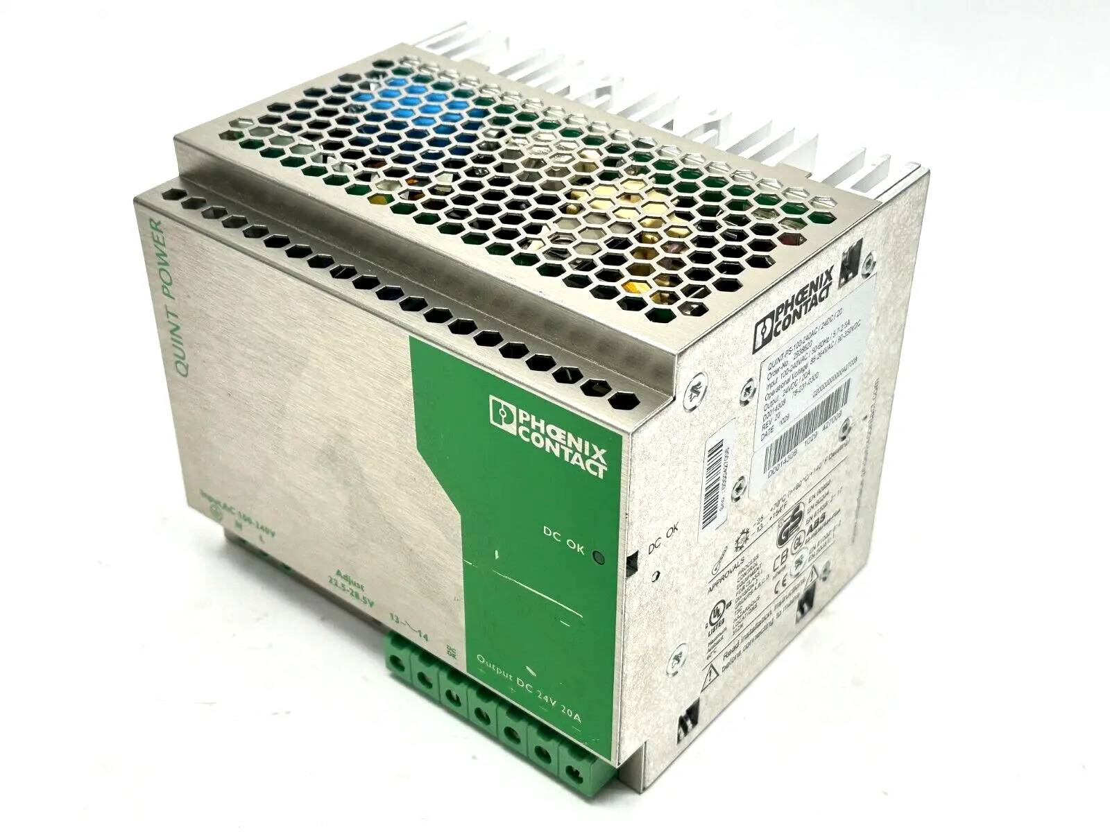 Quint-PS-100-240AC/24DC/20 | Phoenix Contact QUINT-PS-100-240AC/24DC/20 REV. 20 Power Supply 2938620 - Used