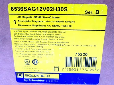 NEW SQUARE D 8536SAG12V02H30S MAGNETIC STARTER SERIES B SIZE 00