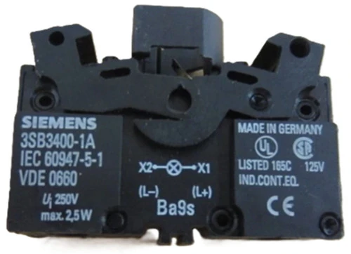 Siemens 3SB3400-1A Indicator Lamp Holder, BA 9S, Without Lamp [New]
