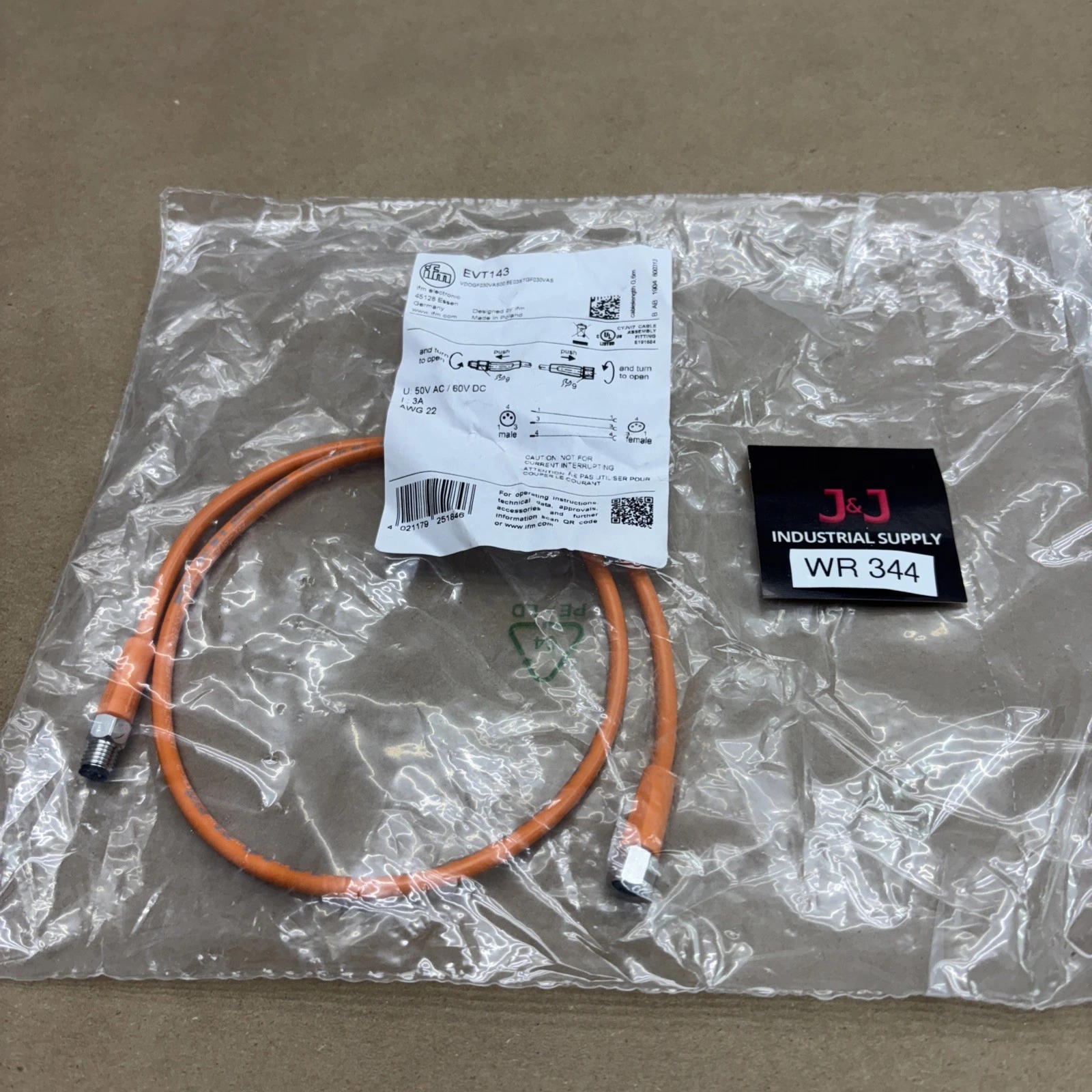 New | in-Stock IFM EVT143 Cable & Wire | J&J Industrial Supply #542957