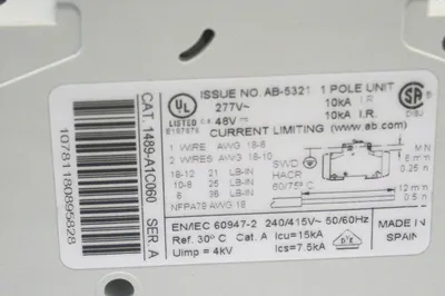 NEW ALLEN BRADLEY 1489-A1C060 SER. A CIRCUIT BREAKER 1489A1C060