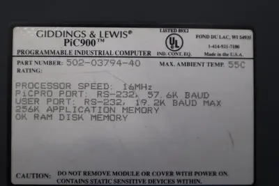 FIVES GIDDINGS & LEWIS 502-03794-40 PIC900 PROGRAMMABLE INDUSTRIAL COMPUTER