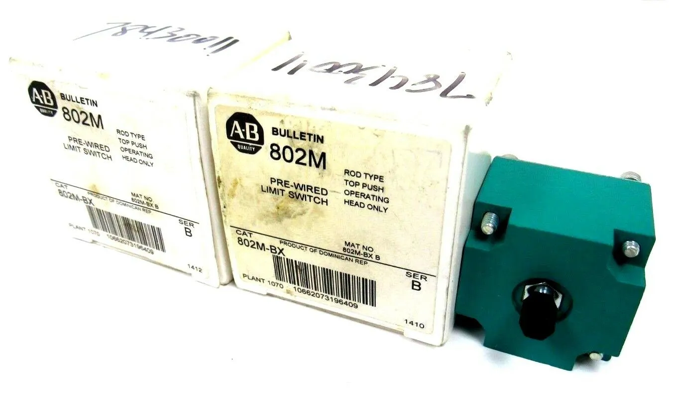 NEW LOT OF 2 ALLEN BRADLEY 802M-BX LIMIT SWITCH HEAD SER B 802MBX