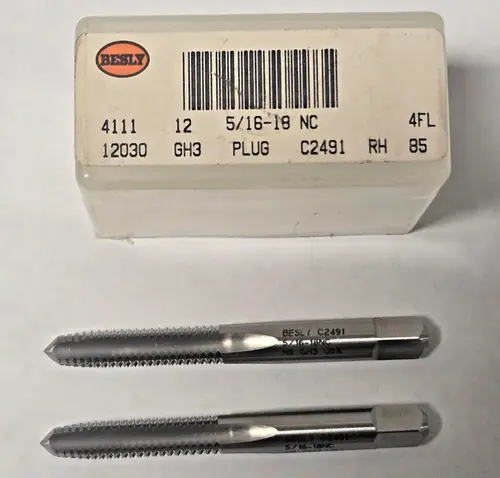 Lot of 2 Besly Tap 5/16 - 18 NC GH3 Plug 4 FL Brand New USA Made