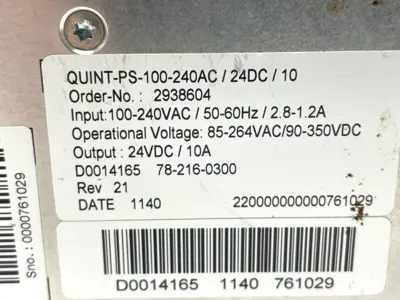QUINT-PS-100-240AC/24DC/10 | Phoenix Contact  Primary Switched Power Supply 2938604 - Used