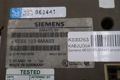 Siemens 6ES5 103-8MA03 Simatic S5-100U CPU STOCK L-387-C
