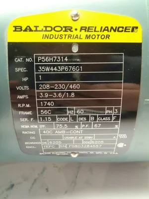 USED BALDOR ELECTRIC MOTOR