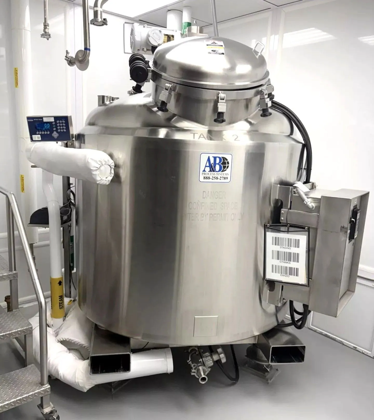 USED A&B Process Systems 600 Gallon Stainless Steel Sanitary Reactor