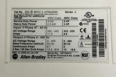 Used ALLEN-BRADLEY 20AD8P0C3AYNANNN Variable Speed Drives | Surplus Asset Holdings #1227238