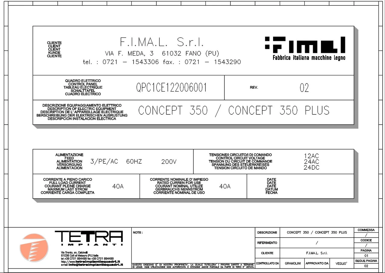 Fimal Concept 350 Electrical Manual