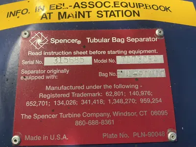 Used SPENCER TD730BA Dust Collectors Ohio US | HGR 24 #1471981