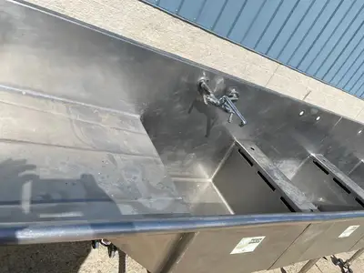 Used Duparquet Used 156" Duparquet 3 Compartment Commercial Sink with Twist Drains - SS10 Sinks Illinois US | Falcon Restaurant Supply #1376181