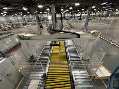 Stefani Evolution SSB Double-Sided Edgebander w/ Mahros Automatic Vacuum Loading & Unloading