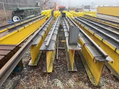 150’ LONG X 15 TON CRANE RUNWAY SYSTEM, INCLUDES I-BEAM RUNWAY & UPRIGHTS: YOBRO #24732