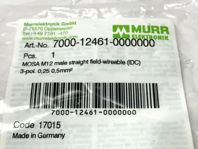 New | in-Stock Murrelektronik Male Connector, Field-Wireable, M12, 3-Pole Electrical Fittings Michigan US | Maverick Industrial Sales #1475424