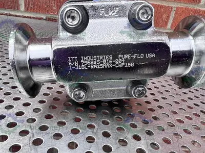 USED ITT PURE FLO 1-316L-RA25MAX-CWP150 DIAPHRAGM VALVE W/ 1" SANITARY FITTING