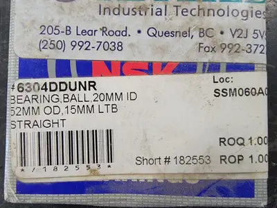 Deep Groove Ball Bearing 6304DDUNR