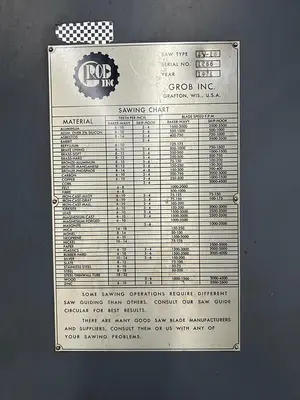 Used GROB 4V-18 Vertical Band Saws Rhode Island US | Gold Machinery #1519858