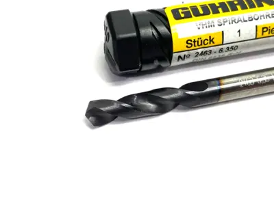 USED GUHRING 2463-6,350 DRILL, 1/4, STUB, TYPE N, CARBIDE, NANO-FIREX