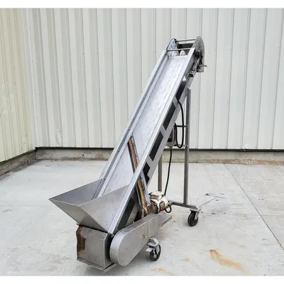 Used 12"W X 7.5'L Stainless Steel Inclined Conveyor [PARTS]