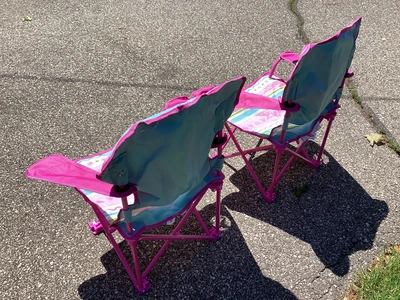 Two new Melissa & Doug Sunny Patch Cutie Pie Butterfly Kids Folding Chairs.