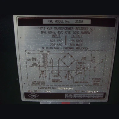 NWL 117.6 kVA Transformer-Rectifier Set