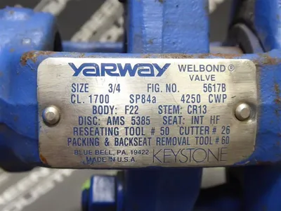 Yarway Welbond 3/4" 5617B Globe Valve 1700 Class 4250 CWP SP84a New