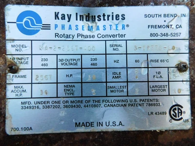 USED KAY INDUSTRIES MA-2-256T-400