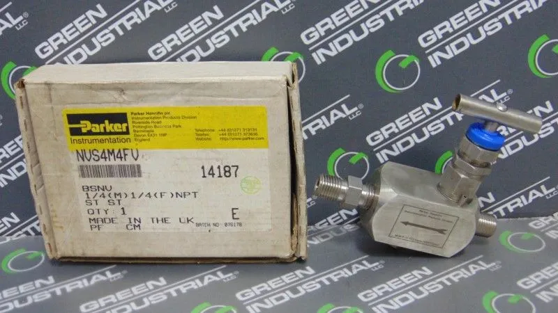 Parker NVS4M4FV Bonnet Valve 6000PSI MAX 1/4" Female NPT 1/4" Male NVS4M4FV New NIB