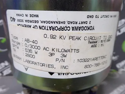 Yokogawa 103221ARET7DKC AB40 0-3000 AC Kilowatts Meter Used