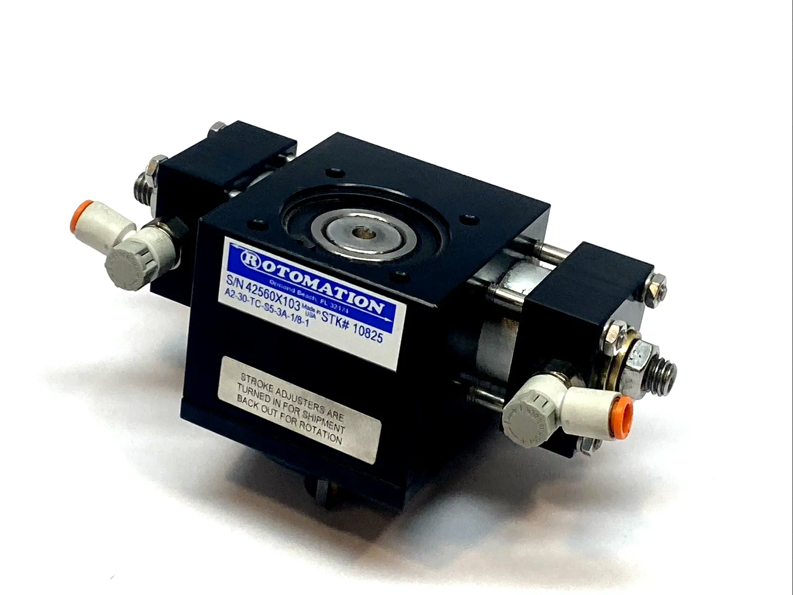 USED ROTOMATION ROTARY ACTUATOR 1" BORE 30° SINGLE RACK 1/8" NPT