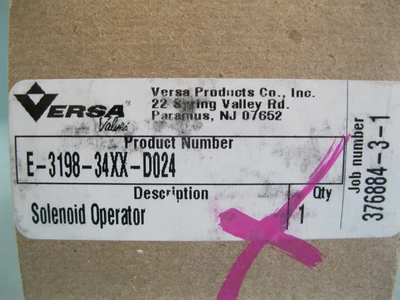 NEW Versa Valves E-3198-34XX-D024